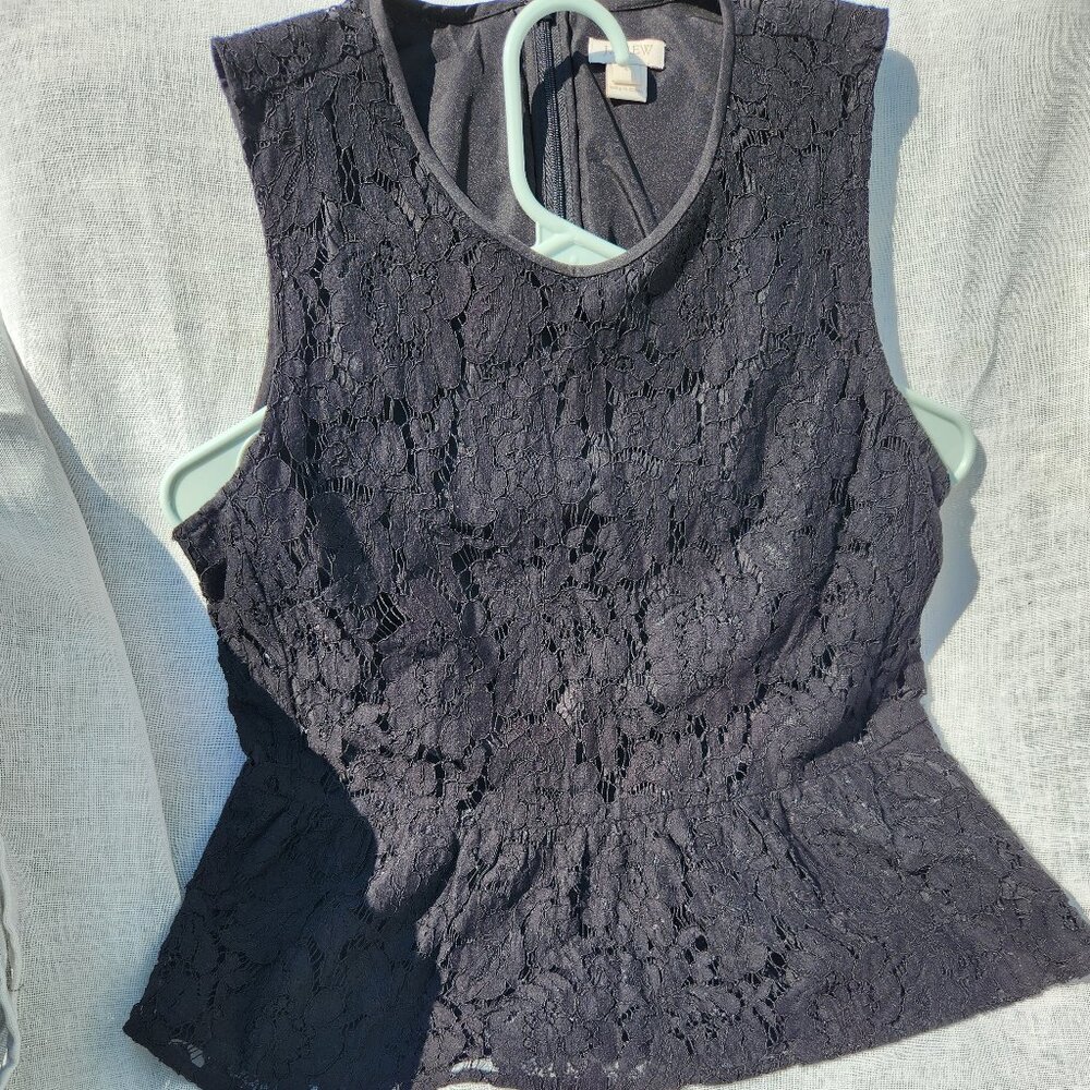 J Crew Lace Grey Blouse Size 6